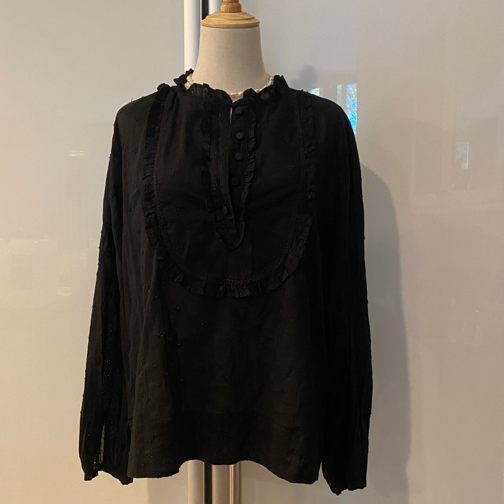 J. Crew Cotton Eyelet Popover Blouse. Large - Picture 2 of 8